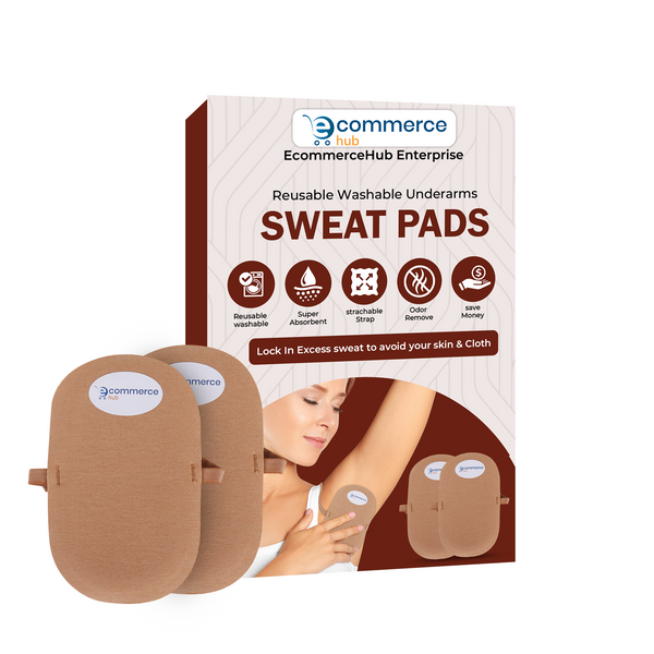 EcommerceHub Underarm Sweat Pads Reusable – Washable Sweat-Absorbing Armpit Pads, Odor & Sweat Control for Underarms Pads, Brown Color, 1 Pair