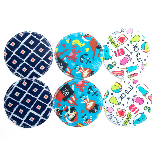 Washable Nursing Pads – Reusable Cotton Breast Pads for Moms,Printed,6PCS