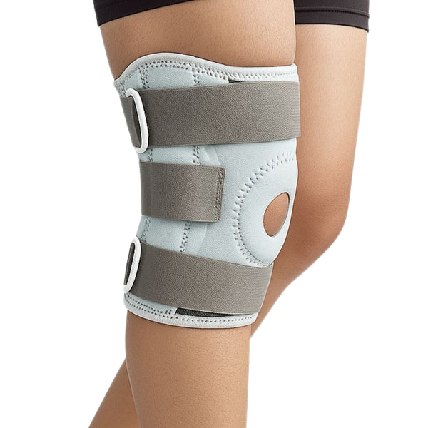 Knee Support Brace with Open Patella Design, hinged knee braces Support, Grey