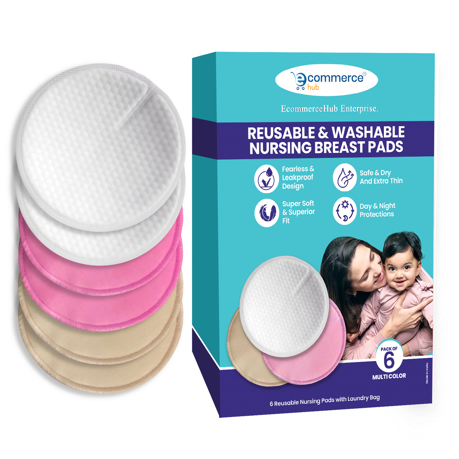 6 Reusable Bamboo Breast Pads